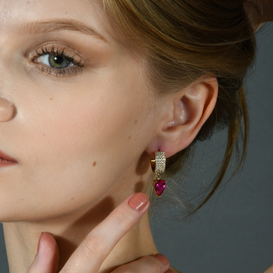 Picture of Celestial Pink Stone Huggies