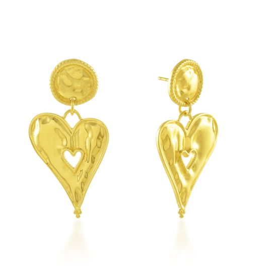 Picture of Textured Heart Dangle Earrings