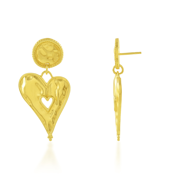 Picture of Textured Heart Dangle Earrings