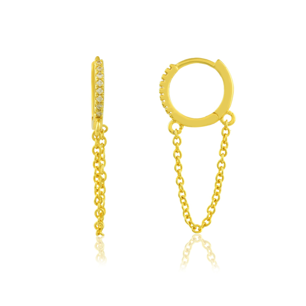 Show details for Pave Huggies Chain Hoops Picture of Pave Huggies Chain Hoops