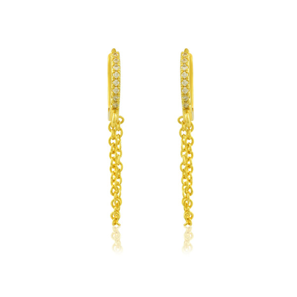 Show details for Pave Huggies Chain Hoops Picture of Pave Huggies Chain Hoops