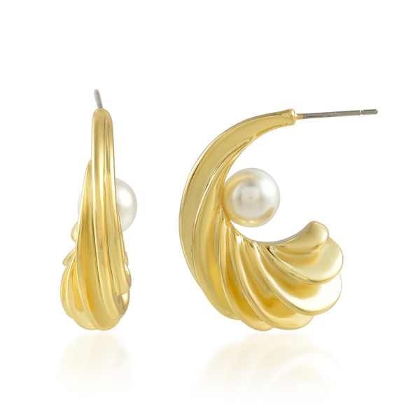 Picture of Ribbed Scallop Pearl C-Hoop