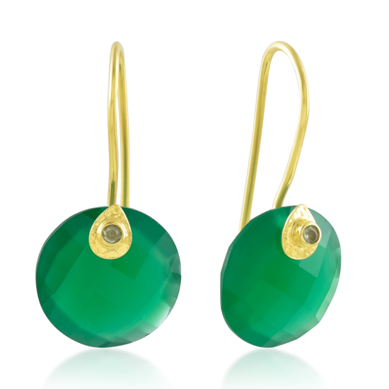 Picture of Faceted Gemstone Drop Fish Hook Earrings