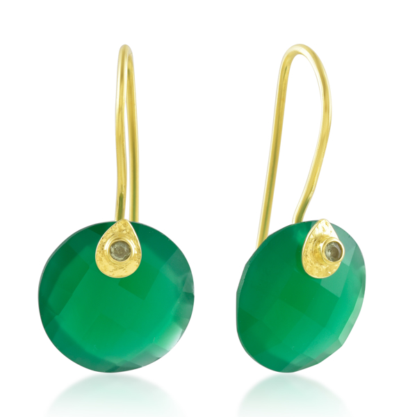 Picture of Faceted Gemstone Drop Fish Hook Earrings