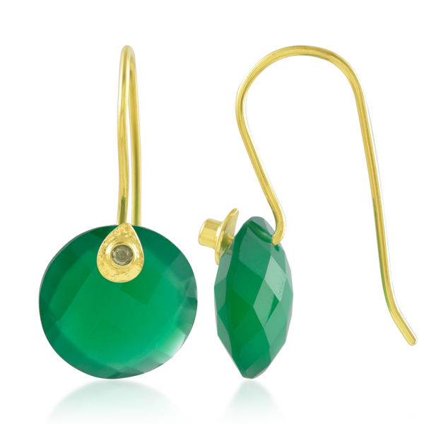 Picture of Faceted Gemstone Drop Fish Hook Earrings