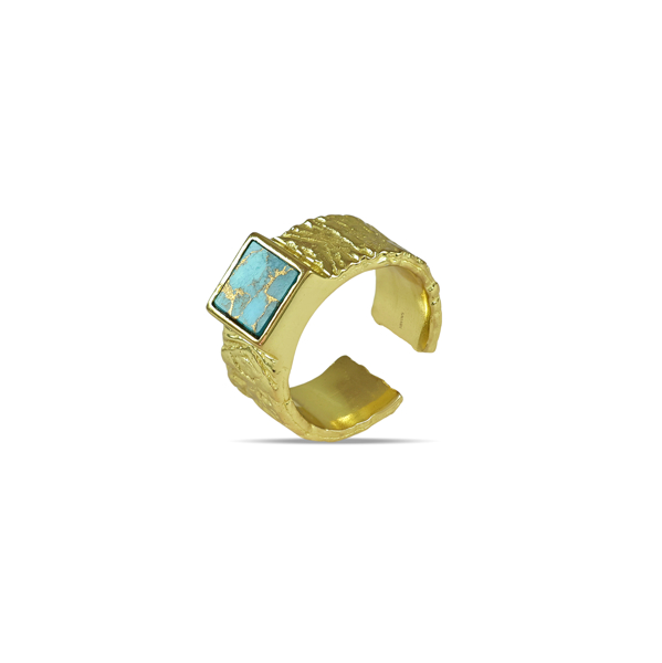 Picture of Organic Textured Cuff Ring with Stone