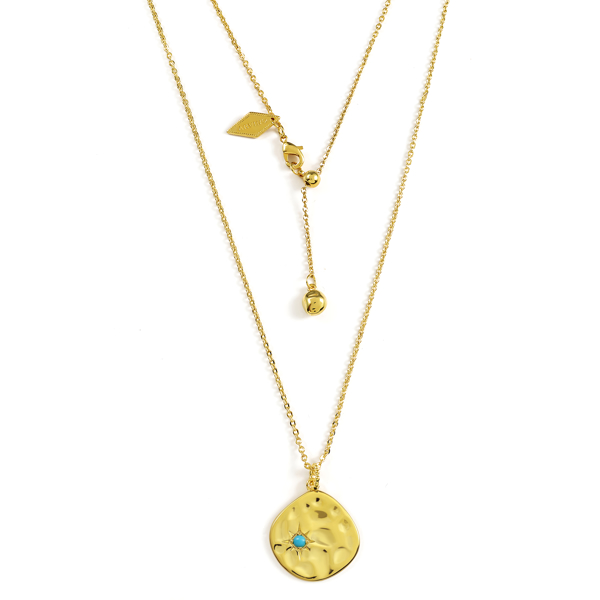 Picture of Hammered Disc Accent Pendant Necklace