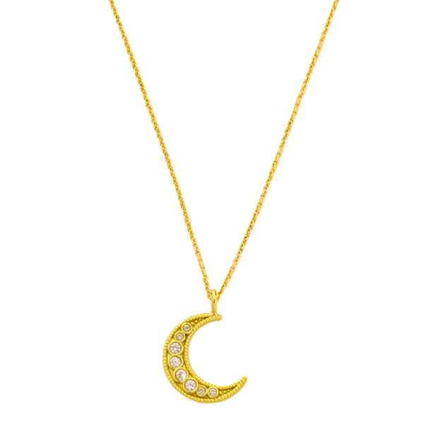 Picture of Paved Crescent Moon Pendant Necklace