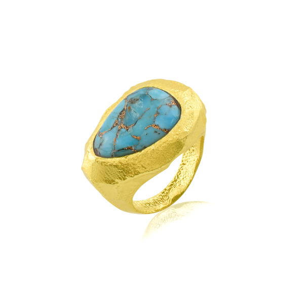 Picture of Hammered Gemstone Statement Ring